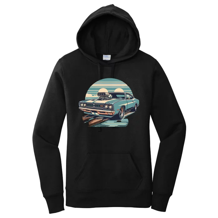 Muscle Car (Classic Vintage Retro Design) Women's Pullover Hoodie