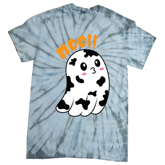 Moo! Cute Cow Boo Ghost Halloween Animal Tie-Dye T-Shirt