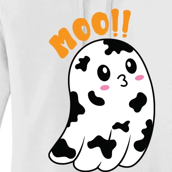 Moo! Cute Cow Boo Ghost Halloween Animal Women's Pullover Hoodie