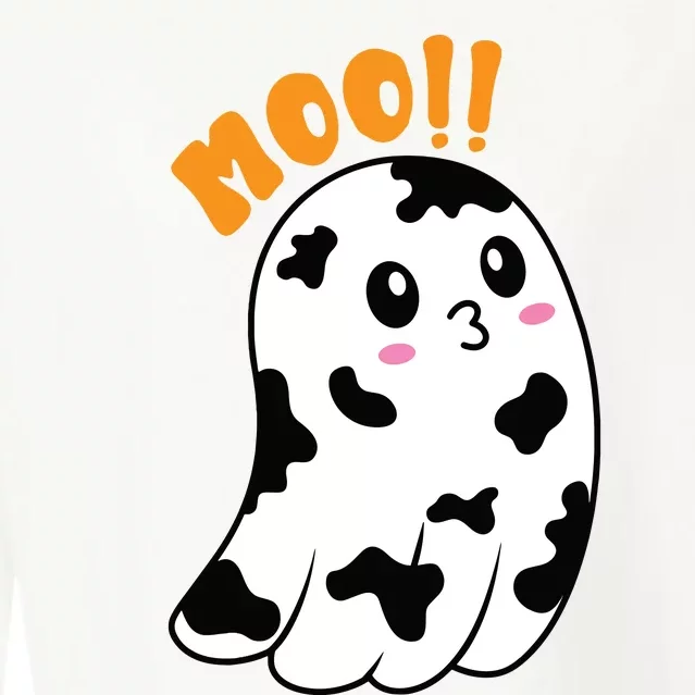 Moo! Cute Cow Boo Ghost Halloween Animal Cropped Pullover Crew