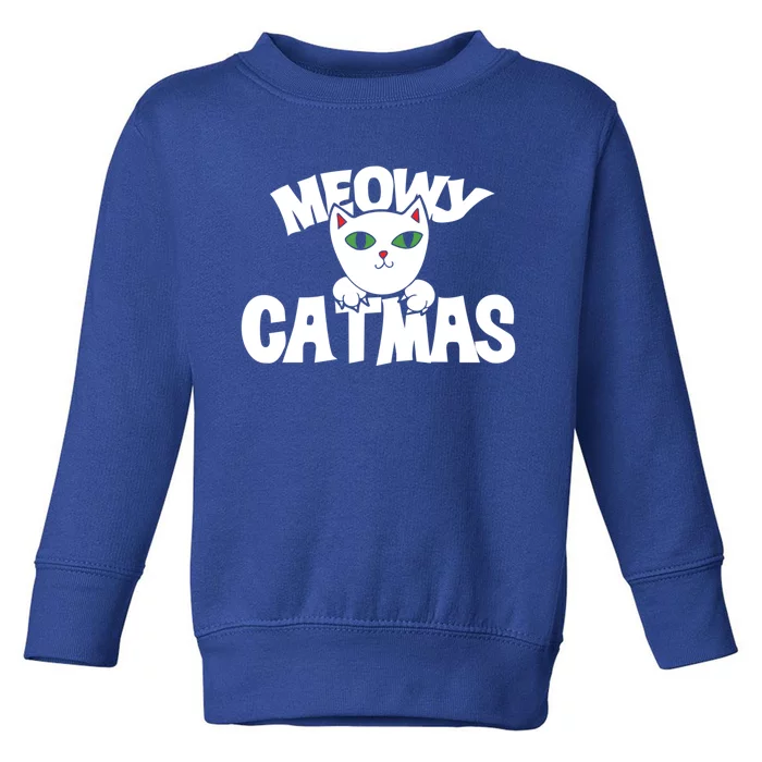 Meowy Catmas Cute Gift Funny Christmas Cats Cute Funny Gift Toddler Sweatshirt