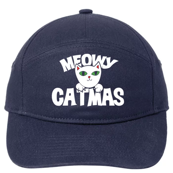 Meowy Catmas Cute Gift Funny Christmas Cats Cute Funny Gift 7-Panel Snapback Hat