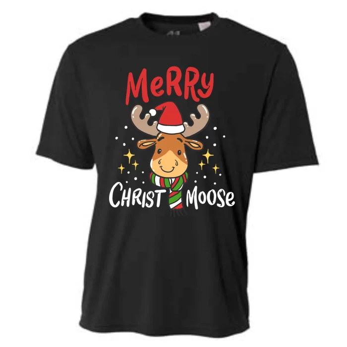 Merry Christmas Christmoose Moose Reindeer Antler Funny Gift Meaningful Gift Cooling Performance Crew T-Shirt