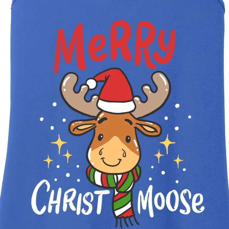 Merry Christmas Christmoose Moose Reindeer Antler Funny Gift Meaningful Gift Ladies Essential Tank