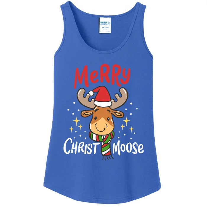 Merry Christmas Christmoose Moose Reindeer Antler Funny Gift Meaningful Gift Ladies Essential Tank