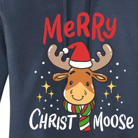 Merry Christmas Christmoose Moose Reindeer Antler Funny Gift Meaningful Gift Women's Pullover Hoodie