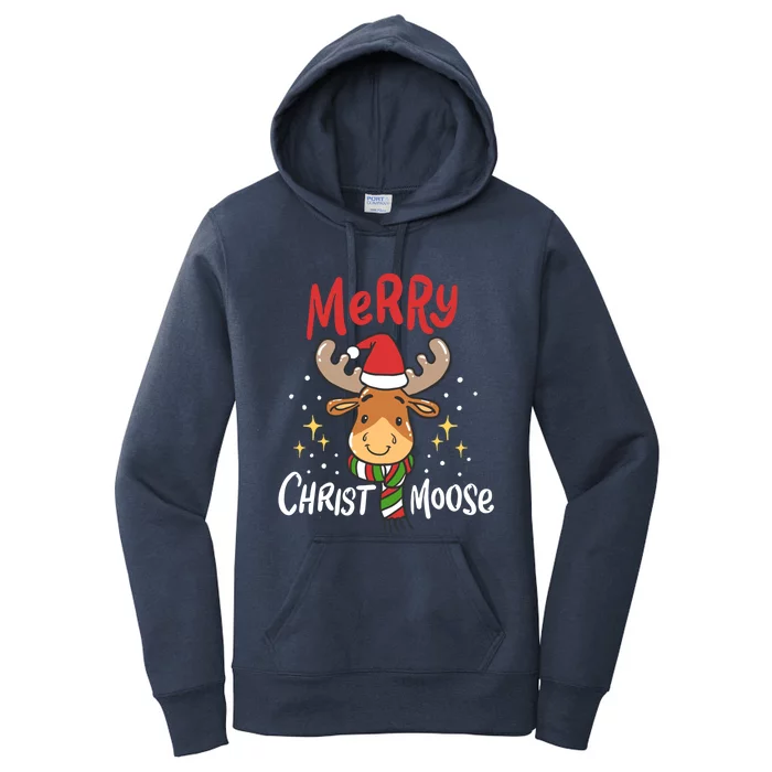 Merry Christmas Christmoose Moose Reindeer Antler Funny Gift Meaningful Gift Women's Pullover Hoodie