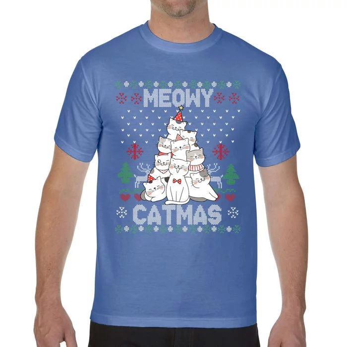 Meowy Catmas Cute Cats Christmas Tree Ugly Sweater For Lover Gift Comfort Colors T-Shirt