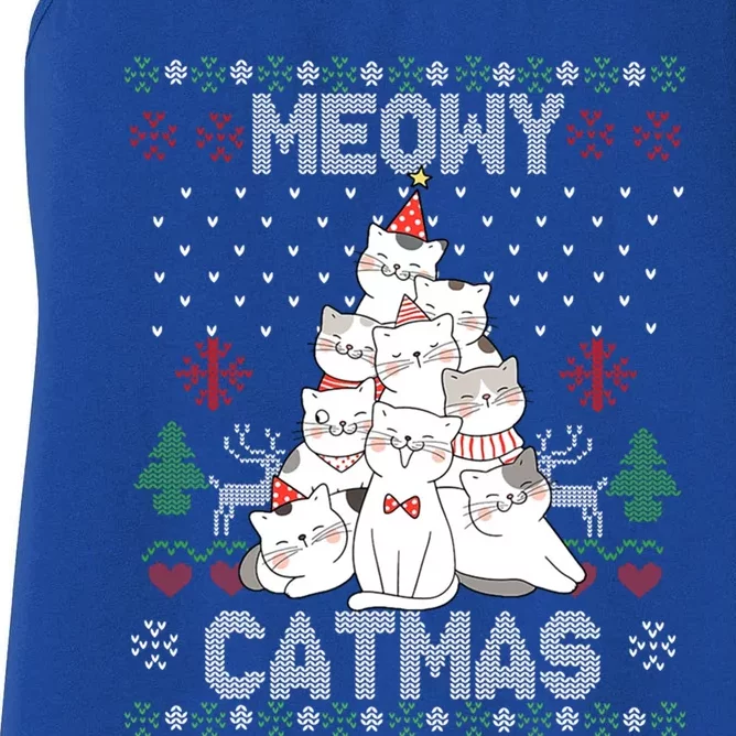 Meowy Catmas Cute Cats Christmas Tree Ugly Sweater For Lover Gift Women's Racerback Tank