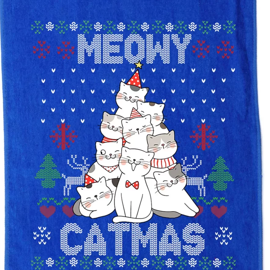 Meowy Catmas Cute Cats Christmas Tree Ugly Sweater For Lover Gift Platinum Collection Golf Towel