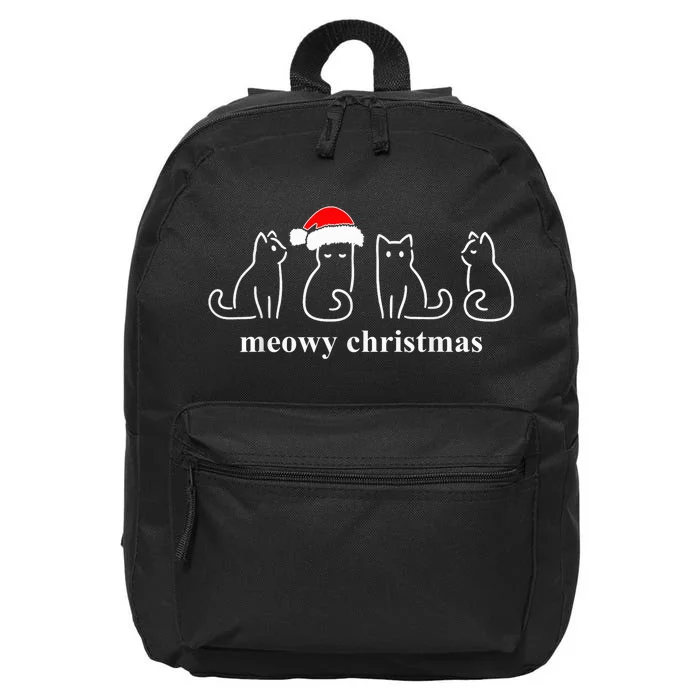 Meowy Catmas Cat Christmas Cute Kitten Cats Santa Hat Xmas 16 in Basic Backpack