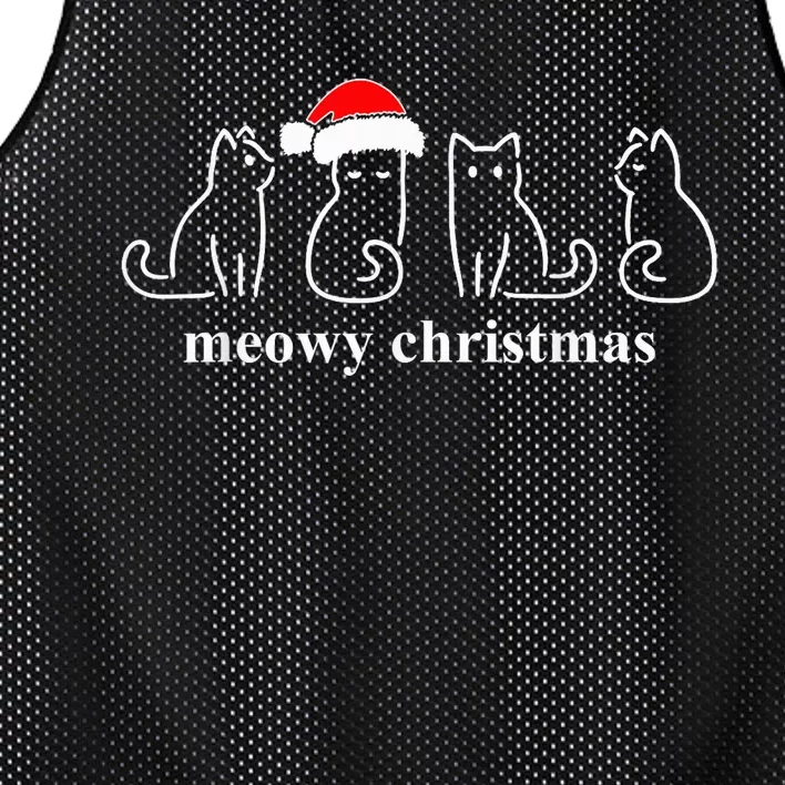 Meowy Catmas Cat Christmas Cute Kitten Cats Santa Hat Xmas Mesh Reversible Basketball Jersey Tank