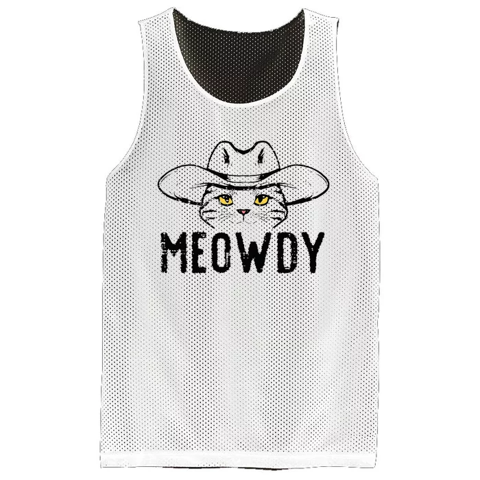 Meowdy Cat Cowboy Funny Meme Country Texas Mesh Reversible Basketball Jersey Tank