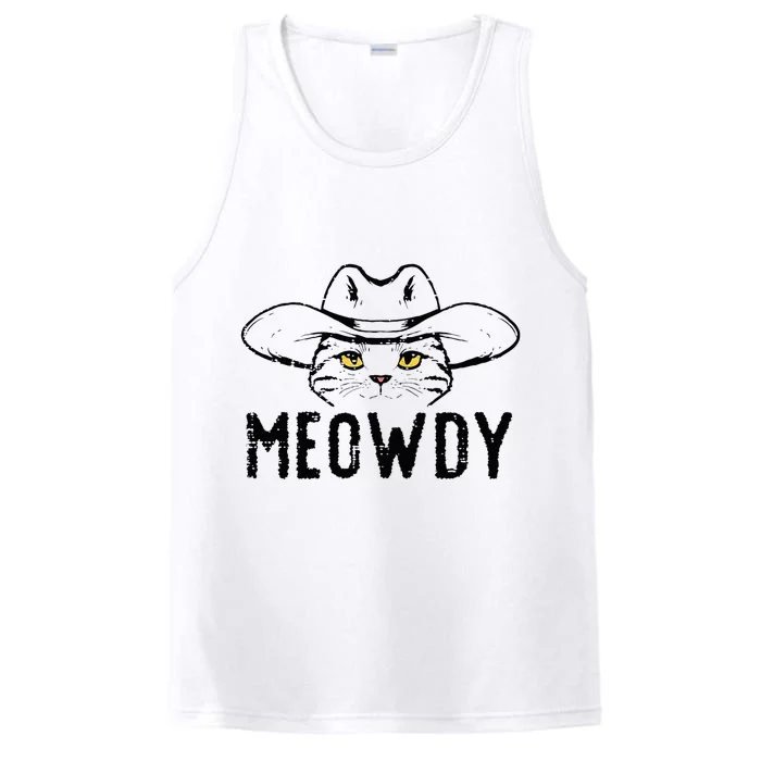 Meowdy Cat Cowboy Funny Meme Country Texas Performance Tank