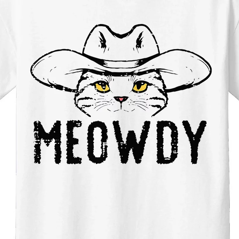 Meowdy Cat Cowboy Funny Meme Country Texas Kids T-Shirt