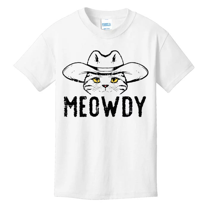 Meowdy Cat Cowboy Funny Meme Country Texas Kids T-Shirt