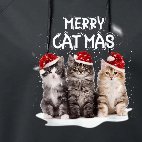 Merry Catmas Christmas Tree Santa Kitten Xmas Cute Cat Mom Performance Fleece Hoodie