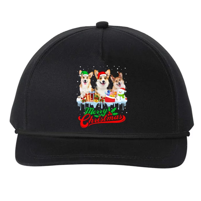 Merry Christmas Corgi Dog Funny Xmas Puppy Lover Gift Snapback Five-Panel Rope Hat