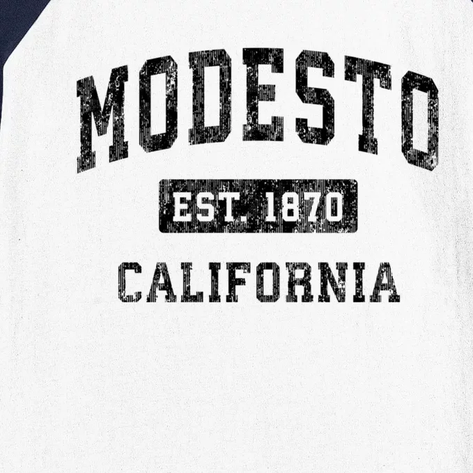 Modesto California Ca Vintage Established Sports Design Baseball Sleeve Shirt