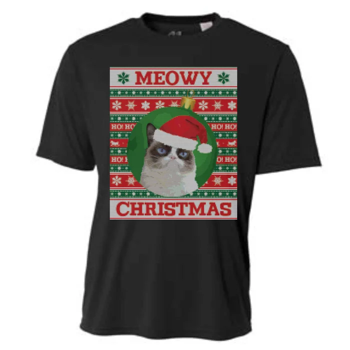 Meowy Christmas Cat Christmas Gift Cooling Performance Crew T-Shirt