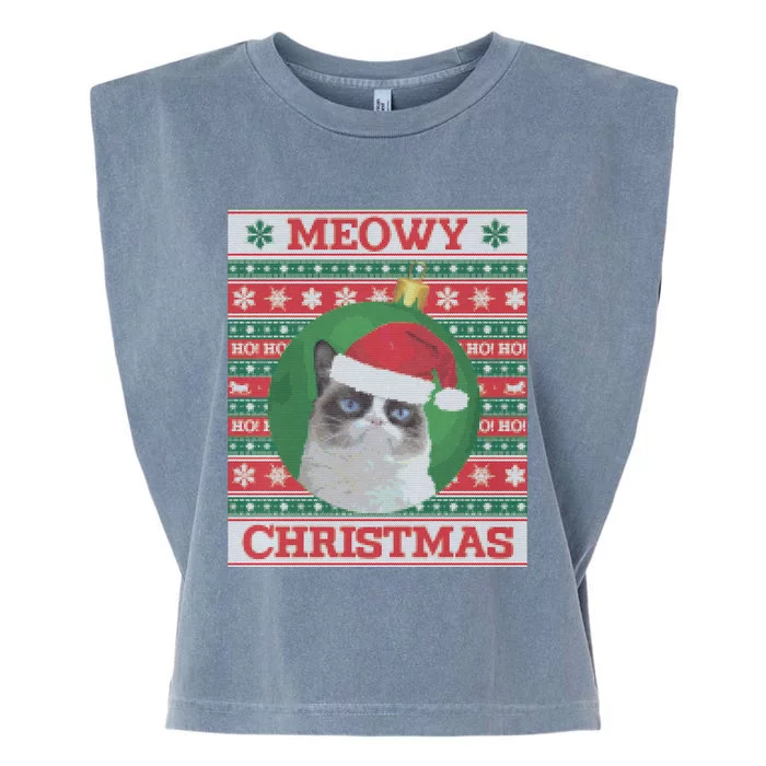 Meowy Christmas Cat Christmas Gift Garment-Dyed Women's Muscle Tee