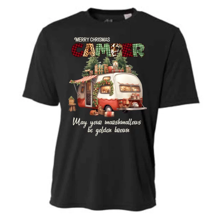 Merry Christmas Camper May Your Marshmallows Be Golden Brown Meaningful Gift Cooling Performance Crew T-Shirt