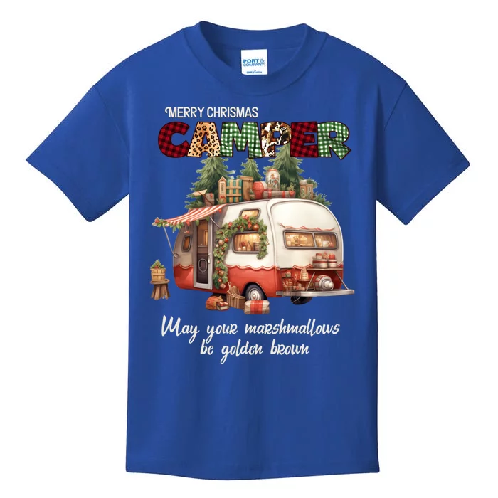 Merry Christmas Camper May Your Marshmallows Be Golden Brown Meaningful Gift Kids T-Shirt