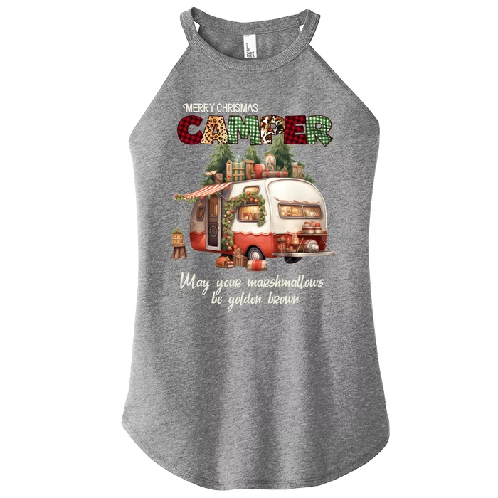 Merry Christmas Camper May Your Marshmallows Be Golden Brown Meaningful Gift Women’s Perfect Tri Rocker Tank