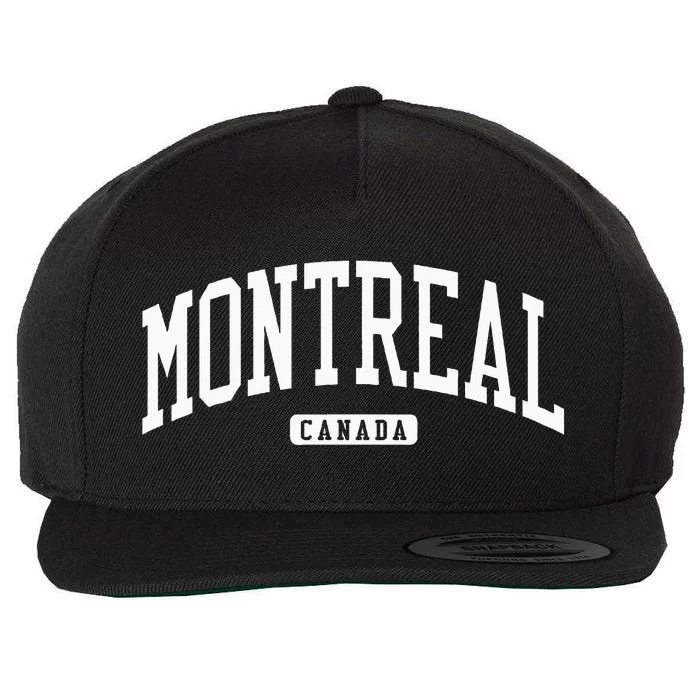 Montreal Canada College University Style Wool Snapback Cap