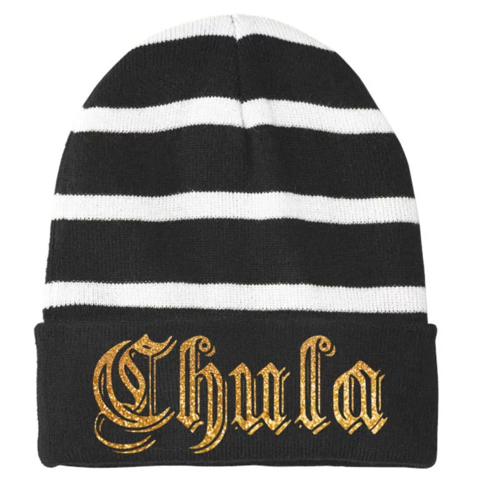 Mexican Chula Chola Chula Spanish Cute Striped Beanie with Solid Band