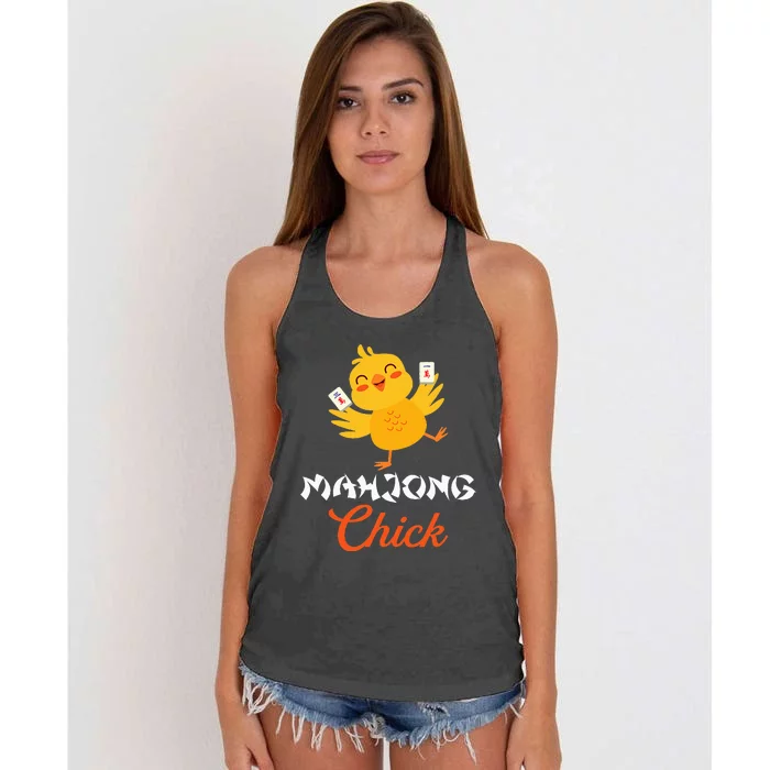 Mahjong Chick Chinese Board Game Mah Jongg Player Women's Knotted Racerback Tank