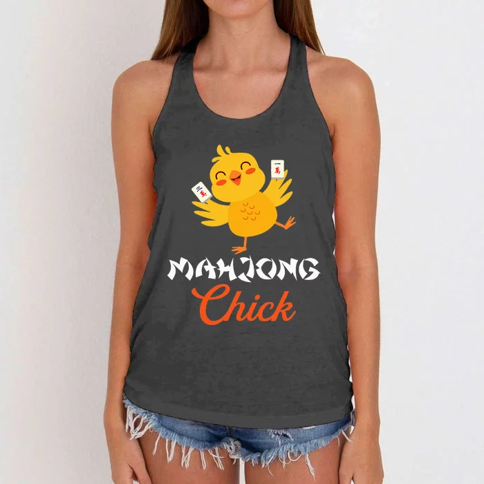 Mahjong Chick Chinese Board Game Mah Jongg Player Women's Knotted Racerback Tank