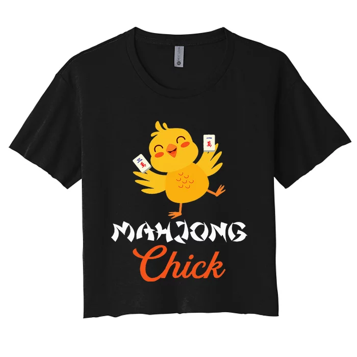 Mahjong Chick Chinese Board Game Mah Jongg Player Women's Crop Top Tee