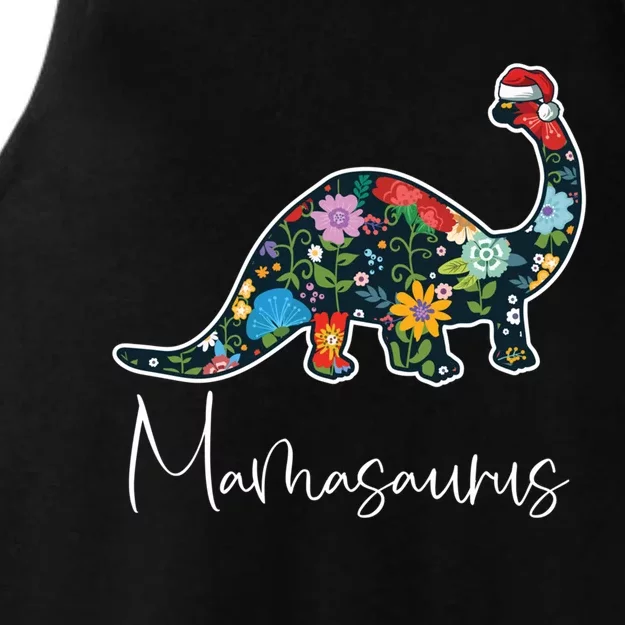 Mamasaurus Christmas Cute Floral Brontosaurus Dinosaur Mom Gift Ladies Tri-Blend Wicking Tank