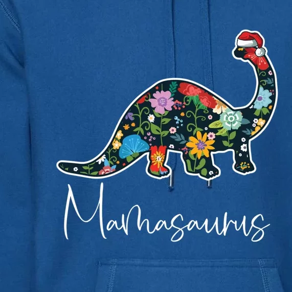 Mamasaurus Christmas Cute Floral Brontosaurus Dinosaur Mom Gift Premium Hoodie