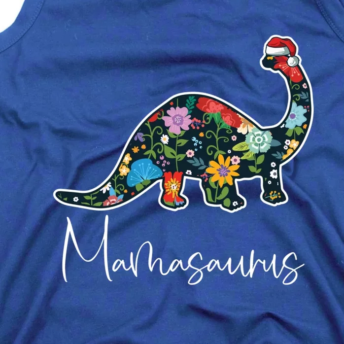 Mamasaurus Christmas Cute Floral Brontosaurus Dinosaur Mom Gift Tank Top