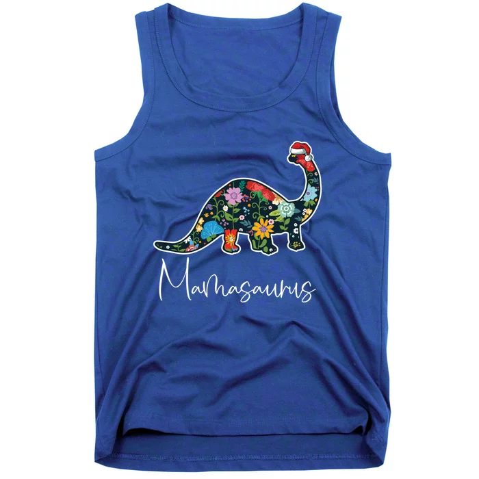 Mamasaurus Christmas Cute Floral Brontosaurus Dinosaur Mom Gift Tank Top