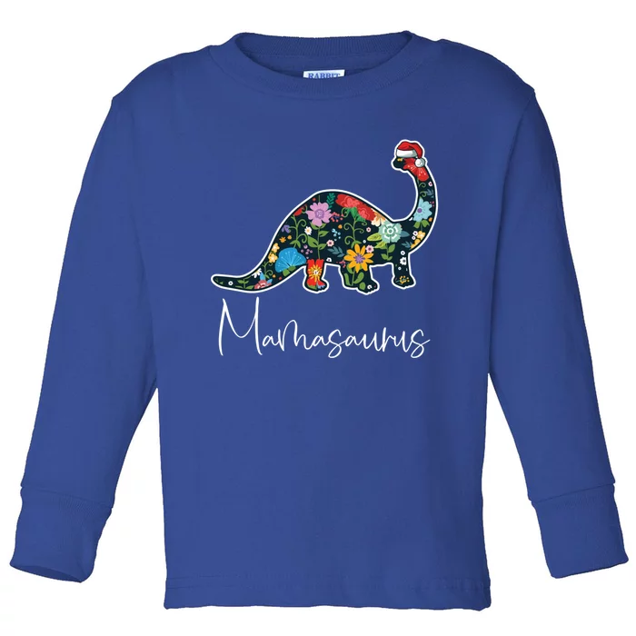 Mamasaurus Christmas Cute Floral Brontosaurus Dinosaur Mom Gift Toddler Long Sleeve Shirt