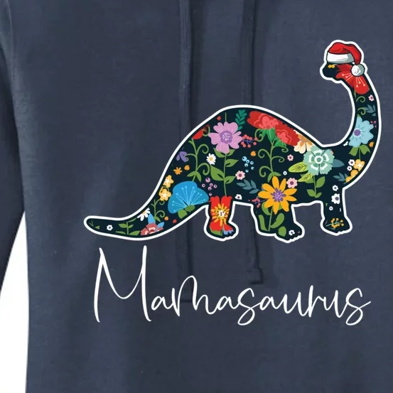 Mamasaurus Christmas Cute Floral Brontosaurus Dinosaur Mom Gift Women's Pullover Hoodie