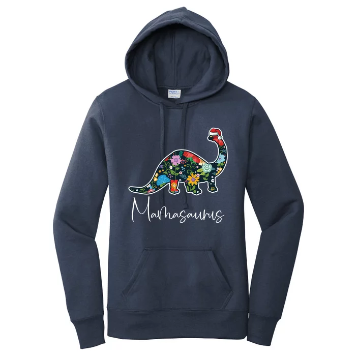 Mamasaurus Christmas Cute Floral Brontosaurus Dinosaur Mom Gift Women's Pullover Hoodie