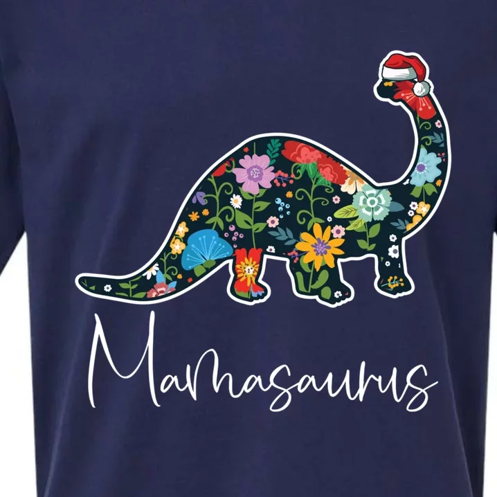 Mamasaurus Christmas Cute Floral Brontosaurus Dinosaur Mom Gift Sueded Cloud Jersey T-Shirt