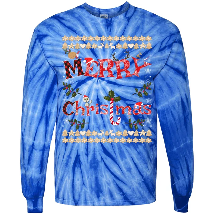 Merry Christmas Cute Gnome Snowflakes Gingerbread Ugly Xmas Cool Gift Tie-Dye Long Sleeve Shirt