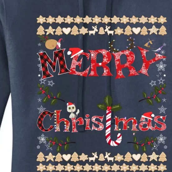 Merry Christmas Cute Gnome Snowflakes Gingerbread Ugly Xmas Cool Gift Women's Pullover Hoodie