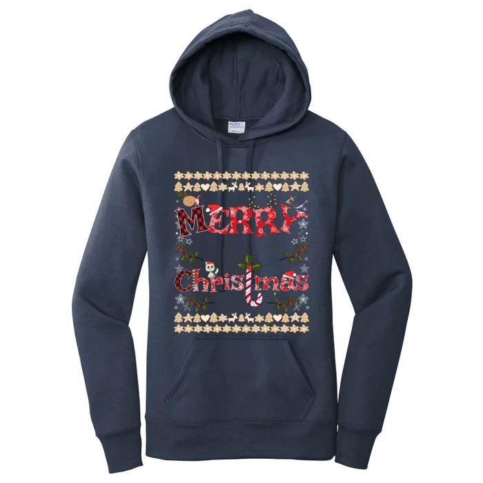 Merry Christmas Cute Gnome Snowflakes Gingerbread Ugly Xmas Cool Gift Women's Pullover Hoodie