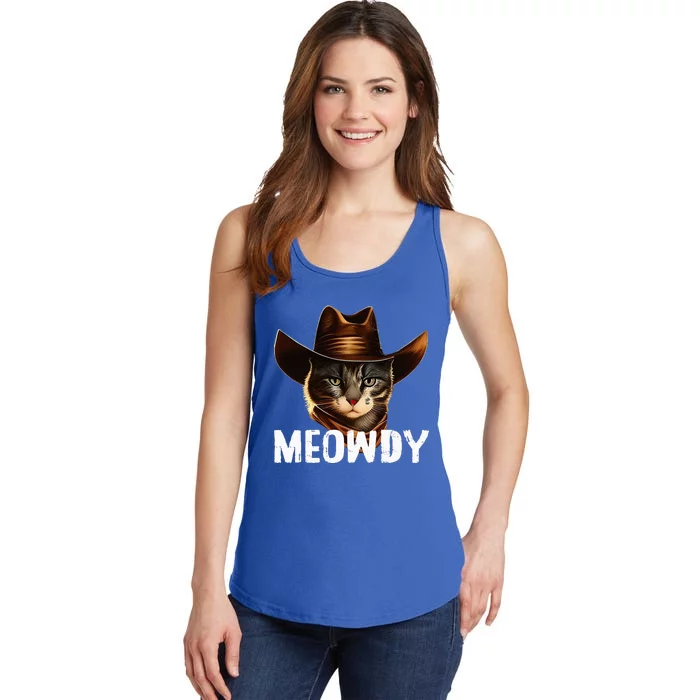 Meowdy Cat Cowboy Funny Cat Meme Ladies Essential Tank