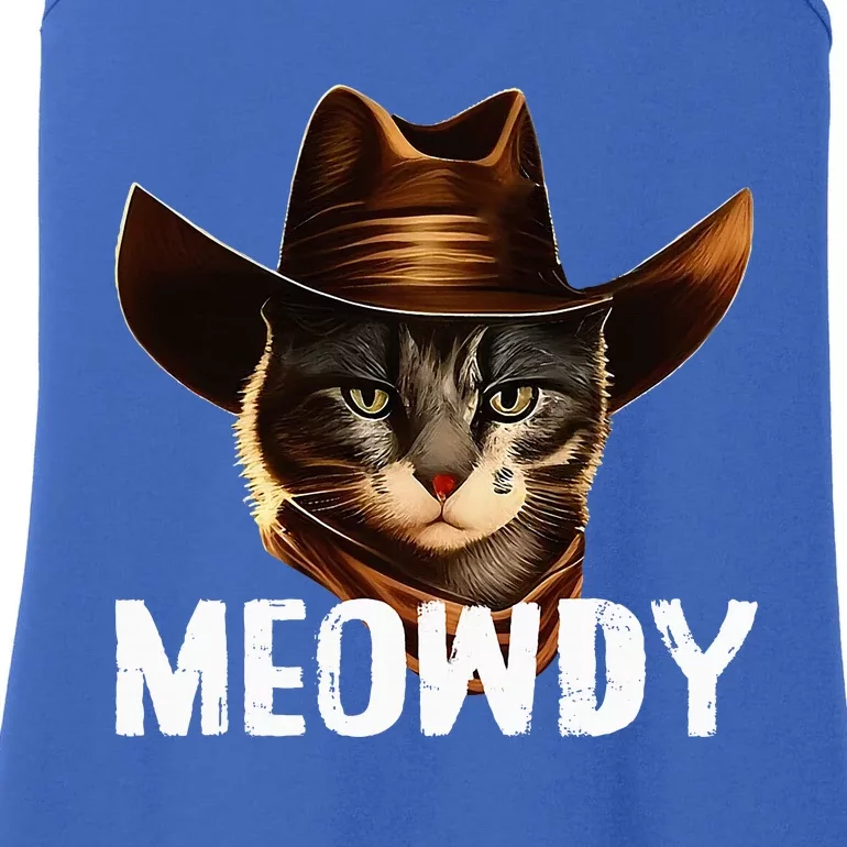 Meowdy Cat Cowboy Funny Cat Meme Ladies Essential Tank