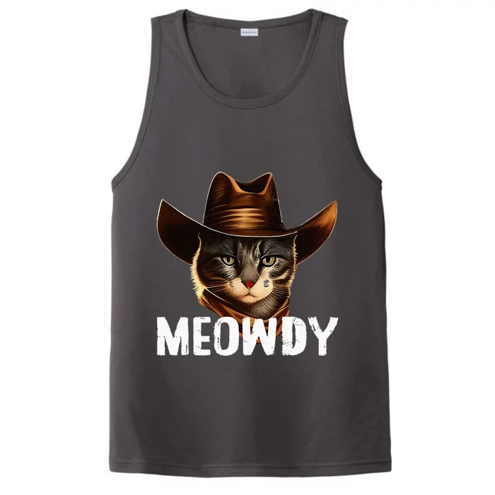 Meowdy Cat Cowboy Funny Cat Meme Performance Tank