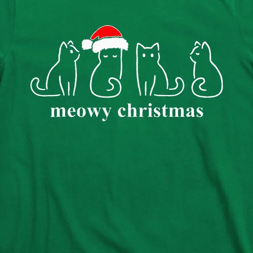 Meowy Catmas Cat Christmas Cute Kitten Cats Santa Hat Xmas T-Shirt