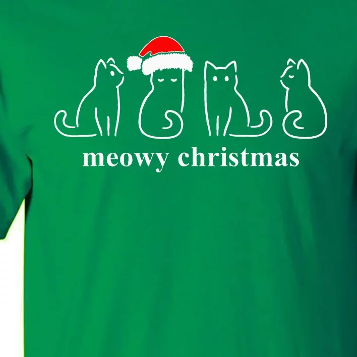 Meowy Catmas Cat Christmas Cute Kitten Cats Santa Hat Xmas Tall T-Shirt