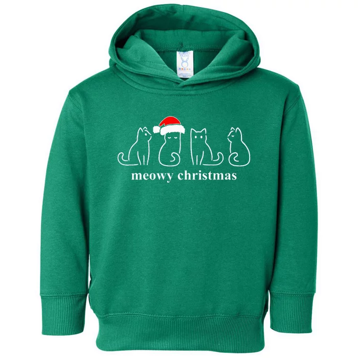 Meowy Catmas Cat Christmas Cute Kitten Cats Santa Hat Xmas Toddler Hoodie